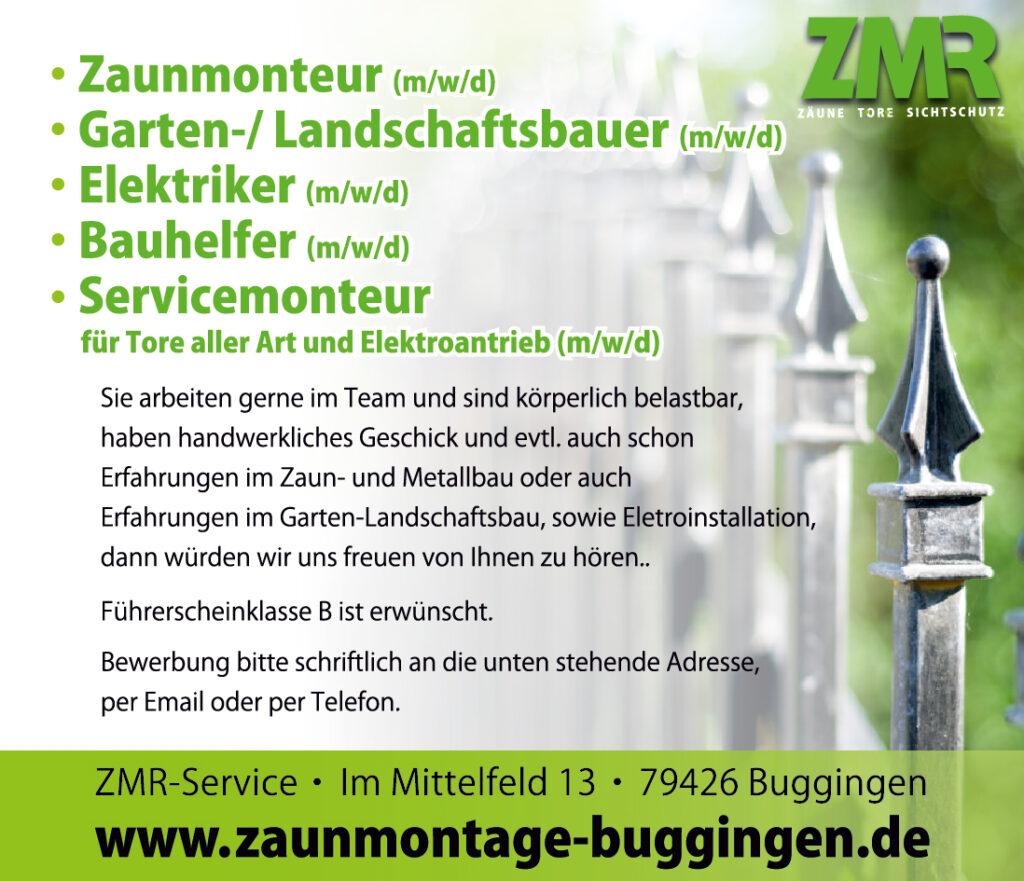 ZMR Zaunmontage Stellenanzeigen